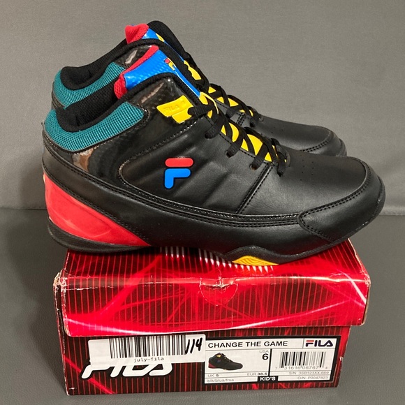 Fila Other - Fila Black High-Tops with Red, Blue, and Yellow Details